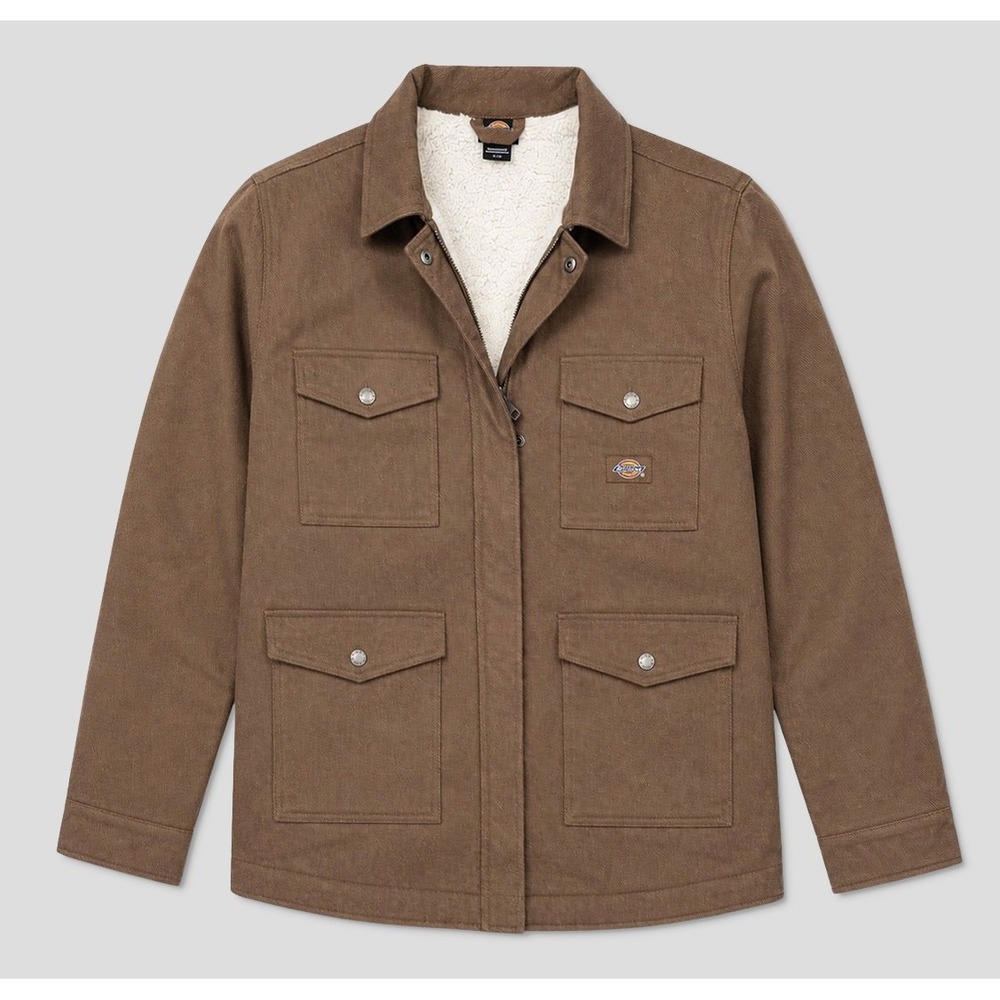 Dickies Sherpa Lined Woven Jacket - NWT Womens Large XL Brown Duck - #49856-ZZ2